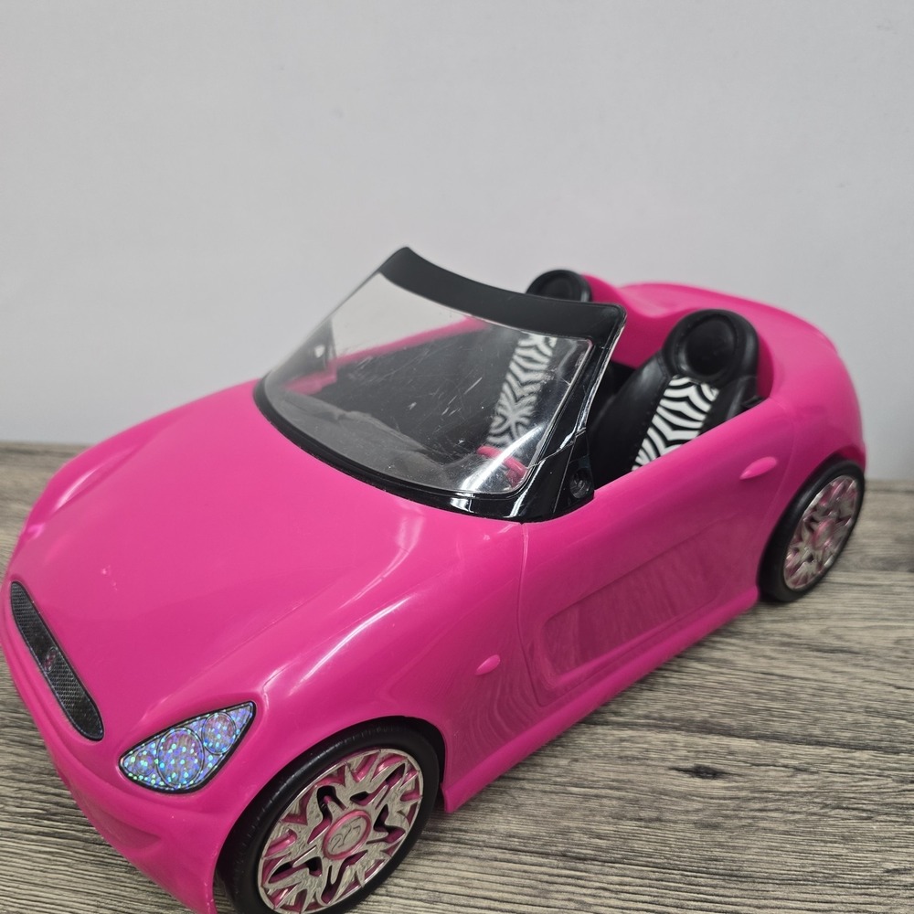 MATTEL Barbie 2009 Hot Pink Glam Convertible‎ Car Vehicle w/ Zebra Print  Seats